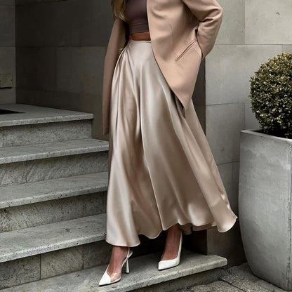 Women's Fashion Satin Long Skirt