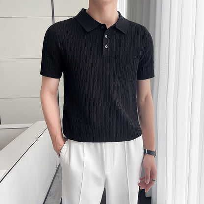 Men's Jacquard Knitted Short-sleeved T-shirt